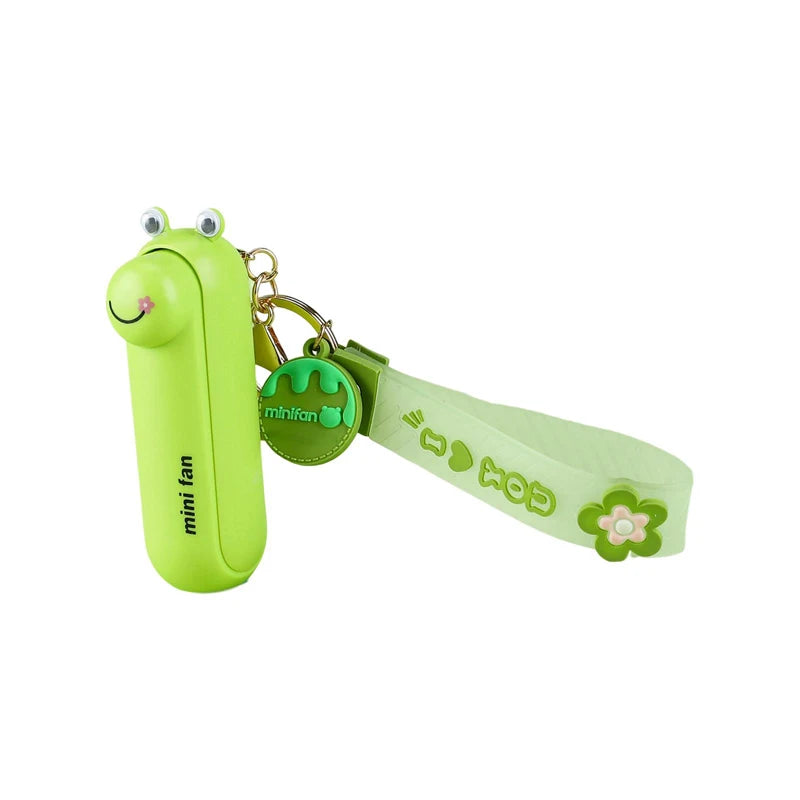 Cute Mini Fan Kipas Portable Hand Folding Hidden Blade Switch USB Charge Battery Table Desk Cooling Hand Rope Buckle Fan