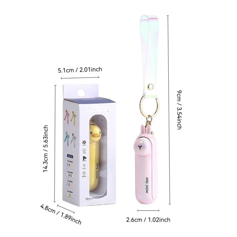 Cute Mini Fan Kipas Portable Hand Folding Hidden Blade Switch USB Charge Battery Table Desk Cooling Hand Rope Buckle Fan