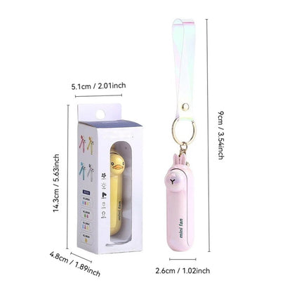 Cute Mini Fan Kipas Portable Hand Folding Hidden Blade Switch USB Charge Battery Table Desk Cooling Hand Rope Buckle Fan