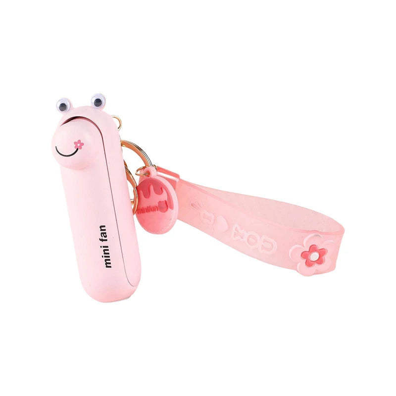Cute Mini Fan Kipas Portable Hand Folding Hidden Blade Switch USB Charge Battery Table Desk Cooling Hand Rope Buckle Fan