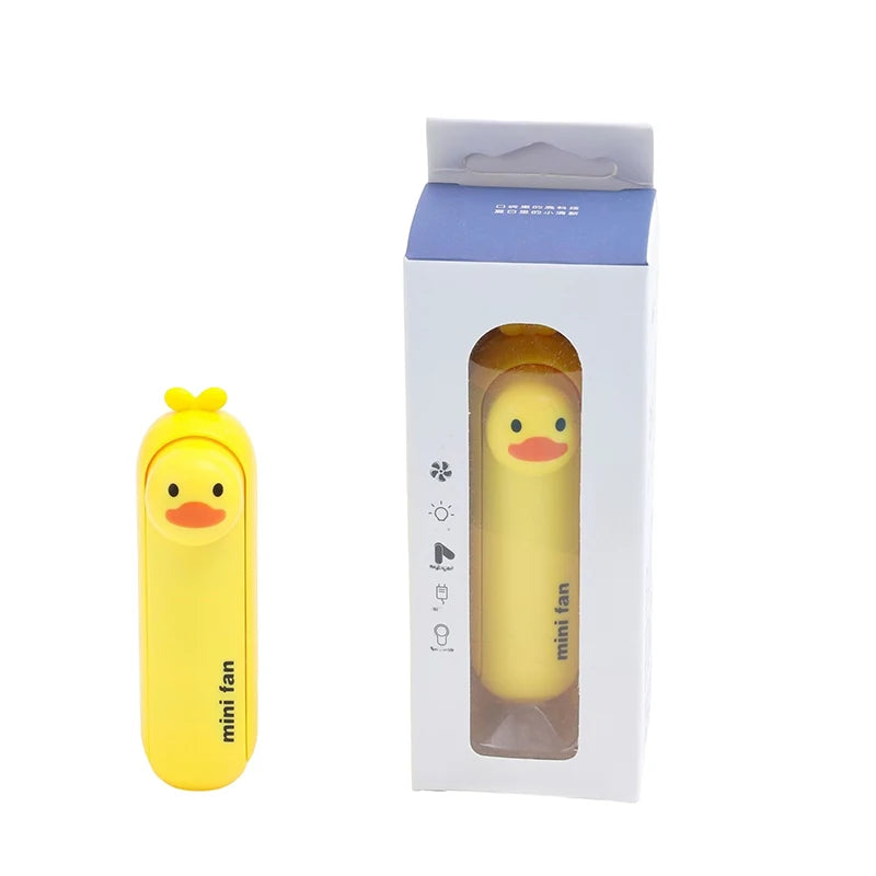 Cute Mini Fan Kipas Portable Hand Folding Hidden Blade Switch USB Charge Battery Table Desk Cooling Hand Rope Buckle Fan