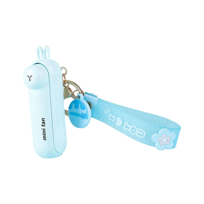 Cute Mini Fan Kipas Portable Hand Folding Hidden Blade Switch USB Charge Battery Table Desk Cooling Hand Rope Buckle Fan